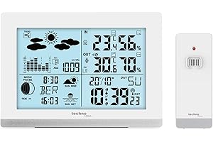 TECHNO LINE Technoline WS6762 - Estación meteorológica inalámbrica con emisor exterior, color blanco