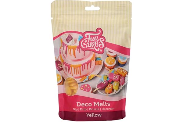FunCakes Deco Melts gul – dyka, droppa, doppa och dekorera! Smält i mikrovågsugnen och häll i alla former, 250 g