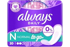 Always Daily Fresh Regularne wkładki do majtek Pojedyncze kieszenie 20 sztuk, 0% zapachu i barwnika, aby nie czuć niczego poza świeżością i ochroną