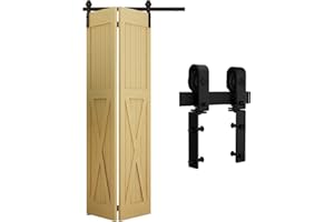 Wolfbird 4FT/1.2M Binario per Porta Scorrevole Kit ferramenta unidirezionali Nero e Rustico Piega Accessori Adatto per aperture 90-100 cm