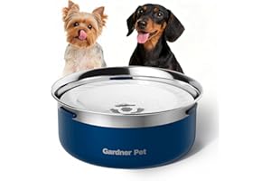 Gardner Pet Gamelle Anti-Éclaboussures pour Chien 2L - Gamelle Eau en Acier Inoxydable pour Gros Chien Anti-Étouffement Anti-Renversement - Bol Anti-Goutte avec Flotteur sans BPA - Bleu