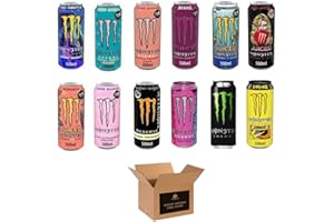 SHOPIOR Monster Energy Drink Flavours | Juiced, Zero Sugar, Ultra, Monarch, Fiesta Mango, Strawberry Dreams, VR46, Punch | High Caffeine Sports Energy Drink | 500ml (Pack 12, Mixed-Assorted)