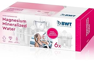 BWT filtro agua con MAGNESIO – Pack 6 | Filtro jarra BWT compatible con jarra filtradora de agua | Purificador eficaz | Filtra cal, cloro y metales | Desde dureza de 15 °dH