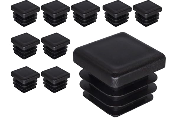 SKIR'CO (10 st) Fyrkantiga plastpluggar 20 x 20 mm, matta rörändlock, fyrkantiga rörinsatser, staketstolpspluggar, svart RAL