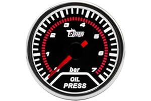 LKRXW Auto Öldruckanzeige 2Zoll 52mm Öldruck Messgerät mit Sensor 12V Hell Weiß Licht Öldruckmesser Messgerät Öldrucktester Meter Anzeige Oil Press Gauge Zeigeranzeige 0 bis 7 Bar