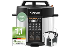 ‎COSORI COSORI Schnellkochtopf, Keramikbeschichtung, 9-in-1, Multikocher mit 14 Funktionen, Pressure Cooker 5,7 L, Reiskocher, Dampfgarer, Joghurtbereiter, Slow cooker und Sous Vide, Rezeptbuch, Edelstahl