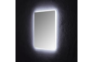 Kiamami Valentina - Specchio Bagno Retroilluminato a LED | Reversibile | Dimensioni 60x80 CM | Telaio in ABS | Moderno | Luce Perimetrale, Specchio Touch, Specchio con LED, Specchio Bagno 80x60, ABS