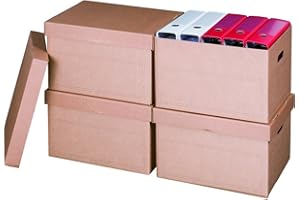 SMARTBOX PRO Lot de 10 boîtes d'archivage avec fond et couvercle pour classeurs A4