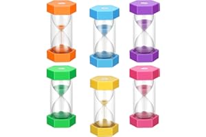 Wowlela Sand Timer, 6 Colors Hourglass Sand Timer for Kids 1/3/5/10/20/30 Minutes Acrylic Sand Clock, Colorful Plastic Sand Watch Hour Glass Sandglass for Classroom Game Home Office Decoration