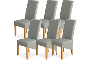 KFNIRE Dining Chair Covers Set of 6 Elegant Chair Covers with Elastic Bottom | Non-Slip Stretch Chair Covers for Dining Chairs Wedding Banquet Decoration Chair Seat Slipcovers
