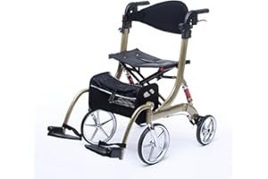 bescomedical Déambulateur hybride SPRING VARIO – Déambulateur léger 2-en-1 transformable en chaise roulante – Rollator fauteuil roulant ergonomique – Modèle M Cappuccino