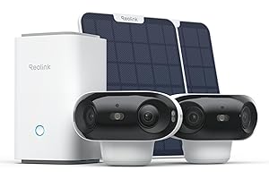 Reolink 4K Telecamera Wi-Fi Esterno Senza Fili kit, Home Hub, 2 telecamere Argus 4 Pro con Pannello Solare, Visione Notturna ColorX, Visione a 180°, Wi-Fi 6, Registrazione Locale, Nessun Costo Mensile