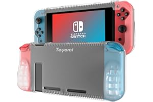 Nintendo Switch etui ochronne, silikonowe etui Teyomi z 2 przegródkami do przechowywania na karty do gier, amortyzacja wstrząsów i ochrona przed zadrapaniami (przezroczysty)