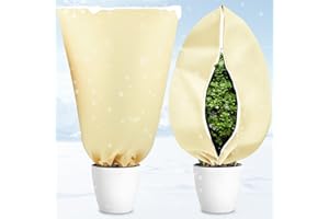 Gigmeta 2 Pezzi Cappuccio Protezione Piante, 80 x 100 CM Protezione Invernale Piante, Sacco di Protezione Invernale per Piante con Cerniera e Cordoncino
