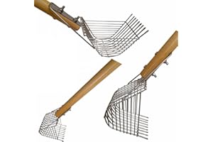 Zepre Rastrello Telline/cozze in Inox 9 Denti con Manico da Cm. 120, valido Anche per tremolina con raschio per Sabbia Largh. 8 cm Prof. 8 cm.