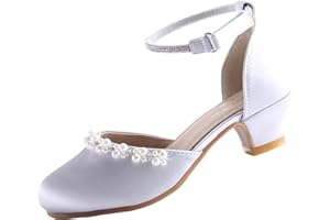 EIGHT KM Princess Shoes - Little Girls High Heels Wedding Pumps Multi-Colored for Ages 3-13 Years Flower Girl - Princess Dress Up