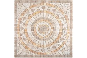 CONWIRE Naturstein Mosaik Einleger Fliese Groß Travertin beige gelb walnuss für WANDDEKO BAD WC KÜCHENDEKO