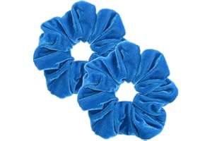 PIDOUDOU 2 Pack Teal Color Large Velvet Scrunchies for Auldt Women Ponytail Holder