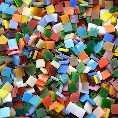 Rorkano 800 Pieces Mosaic Tiles Stained Glass - Assorted Colours for Art Craft and Home Decorations - 0.5kg/1.1lb