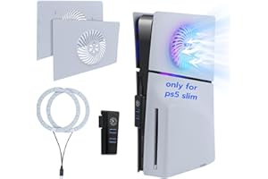 Mcbazel PS5 Slim RGB LED-Streifen mit Fcaeplate, 2-Port USB-Hub Gaming-Zubehörset für PS5 Slim Disc/Digitale Edition – Weiß(Nicht für PS5/PS5 Pro)