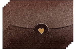 LA LLARETA Mini Buste, 50 Pezzi Mini Busta Marrone, Buste Carine, con Chiusura a Cuore, per Inviti, Cartoline, Matrimoni, Carte Regalo Fai Da Te, Natale San Valentino (Marrone)