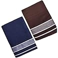 Lakshana Men's Kerala cotton lungi pack of 2 (Dark blue, Brown)