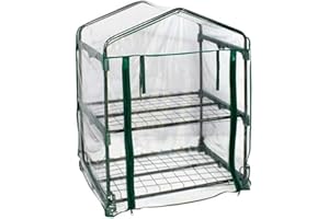ACAN Tradineur - Mini Invernadero de Acero y PVC, Puerta Enrollable, Cubierta para Plantas, Cultivos, portátil, Interior y Exterior, jardín - 69 x 49 x 95 cm
