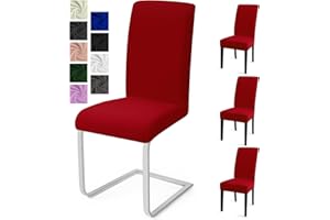 EOZAKAVOD Stuhlhussen 4er Set Stuhlbezüge Moderne Stretch Stuhlhussen Universal Husse Abnehmbare Stuhlbezug Waschbarer Abdeckung Esszimmer Dekoration Spannbezug,für Hotel und Hochzeit Partys(4er Set, Rot)-C