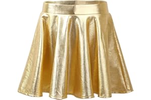 Kaerm Kinder Mädchen Metallic Rock A Linien Faltenrock High Waist Skater Rock Hochglanz Partyrock Für Fasching Karneval Mottoparty Gr.110-164