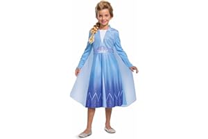DISGUISE Disney La Reine des Neiges 2 - Déguisement Enfant Elsa - Taille M (7-8 Ans) - Licence Officielle Disney - Robe Bleue avec Cape - Costume Fille Frozen 2 pour Halloween, Carnaval ou Fêtes à Thème