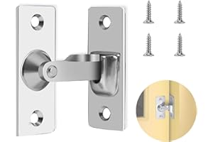 YMTWSRY Schiebetür Schloss, 90 Grad Türriegel Beidseitig Rechtwinklig Türverriegelung mit Schrauben Edelstahl Riegelschloss für Holzzaun Gartentor Scheunentür (Silber)