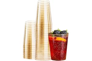 YWKJDDM 30 Stück Becher aus Kunststoff, Wiederverwendbare Trinkbecher Elegante Party Weingläser für Geburtstag Hochzeit Cocktail Getränk(360ML) (Glitzer Gold)