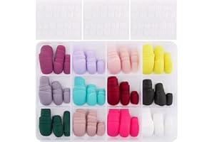 COLOFALLA 288 Pz Unghie Finte Corte Quadrate Unghie Finte Colorate Opache Collante per Unghie Adesiva Colla Biadesivo Trasparente Accessori Nail Art Decorazioni per Unghie Donna Ragazze Manicure Fai da Te