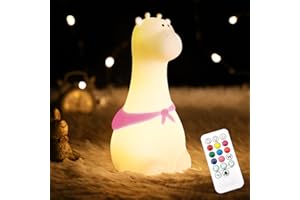 CHWARES Veilleuse pour enfants, veilleuse girafe avec télécommande, lampe Kawaii 7 couleurs, décoration de chambre, rechargeable par USB, jolie lampe cadeaux pour bébé, enfants, petits, adolescentes