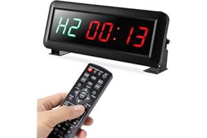 PELLOR Temporizador de Intervalo LED para Gimnasio - Reloj de Pared 6 Dígitos, Cronómetro, 12/24 Horas, Control Remoto, Volumen Ajustable