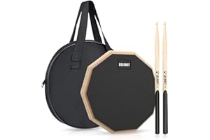 LOLUNUT 12 Inch Silent Drum Pad, 2-Sided Dumb Drum Beginner Rubber Practice Pad, with 5A Drum Sticks