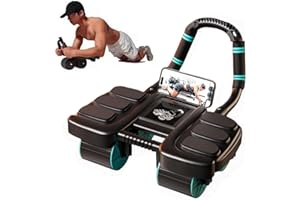 GZIZTX Ab Roller Exercise Wheel New Abdominal Wheel Roller with 6 Elbow Supports, Automatic Rebound Home Gym Equipment for Core Training with Built-in Phone Holder, Fitness Accessories for Men and Women