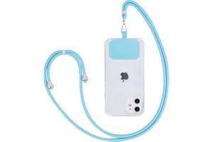 Fycyko Cordon Telephone Portable Cordon Tour de Cou Collier Laniere Réglable Sangle de Suspension Téléphone Portable Bandoulière avec Patch Compatible avec Tous Les des Smartphones - Bleu Ciel