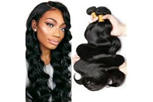 MUABY Body Wave Human Hair Bundles Matassa Capelli Veri Tessitura Capelli Naturali Umani Donna Capelli Umani Brasiliani Brazilian Virgin Hair Weave Bundles Totale 300g 14 14 14 Pollici
