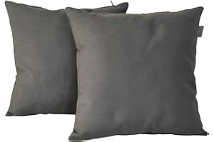 DISELIO 2 Fundas de Cojín Algodón 35 x 35 cm Color Gris Medio, Hecho en España. Cojines Decorativos Color Liso para decoración de la casa (L-C-35x35 Gris Med)