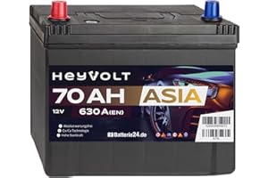 ‎BATTERIE24.DE HeyVolt Asia Autobatterie 12V 70Ah 630A/EN Starterbatterie, absolut wartungsfrei, Pluspol Links