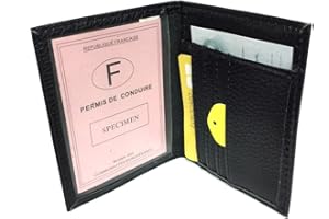 LOLUNA® Porte Carte identité - Permis de Conduire - Carte bancaire - Navigo - Fidélités - Petit Format Compact, Fin et Plat, Emplacement Cousu, en Cuir dans Plusieurs Couleurs