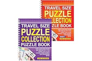 Sixstore A5 Spiral Bound Travel Size 3 in 1 Sudoku, Word Search, Crossword Puzzle Collection Book, 2 Books Supply - Choose Your Set (SET 1)