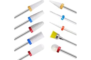 Homeet 10 Stück Keramik Nagelfräser Aufsätze Professioneller, Nagelfräser Bits Gelnägel Freigabe Zubehör Entfernen Gel Acryl Nagelhaut Fräser Bits für Maniküre Pediküre