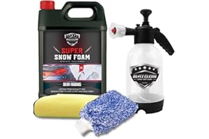 BLITZ CLEAN Snow Foam Plus 2L Pump up Snow Cannon Full Kit Inc Wash Mitt & Drying Cloth Wash Detailing Valeting Kit For Car Van Caravan 5L Super Thick Pre Wash Pressurised Snow Cannon Lance (Cherry)