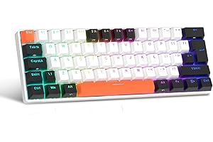 LEXONELEC UK Layout 60 Percent Gaming Mechanical Keyboard, 62-Key Wired Mechanical Anti-ghosting mechanical Blue Switches Gaming Keyboard with ABS keycaps, 14 RGB Backlight Modes for Computer/Laptop-White Black