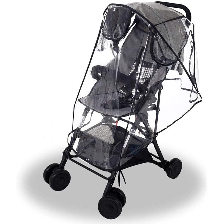 Housse De Pluie Universelle Pour Poussette - PVC Transparent - 55x75x40 Cm - Fermeture éclair - Protection Vent/pluie/poussière
