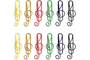 XIZHI Musik-Büroklammern, 6 Farben, Musik-Lesezeichen, Metall, Büroklammern, Musiknoten-Clips für Büro, Schule, Schreibwaren, 40 mm, 100 Stück
