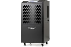 COSTWAY Suszarka budowlana 118 l/dzień, komercyjny osuszacz powietrza z wężem odpływowym, timer 24 h i 4 kółka, osuszacz przemysłowy do piwnicy, magazynu, placu budowy i pomieszczeń do 790 m²