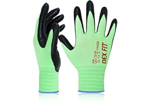 DEX FIT FN330 Guanti da Lavoro Rivestiti in Nitrile - Vestibilità 3D-Comfort, Presa Salda, Sottili e Traspiranti, Compatibili con Touchscreen, Protettivi, Lavabili; Verde 9 (L) 3 Paia